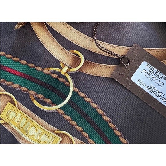 Gucci Brown and Gold Equestrian Scarf - Picture 10 of 12